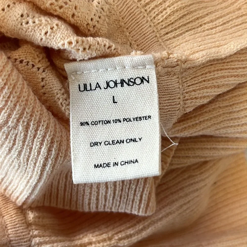 NWT Ulla‎ Johnson | Leland Puff Sleeve Peplum Halter Top Honey Peach Size L Knit